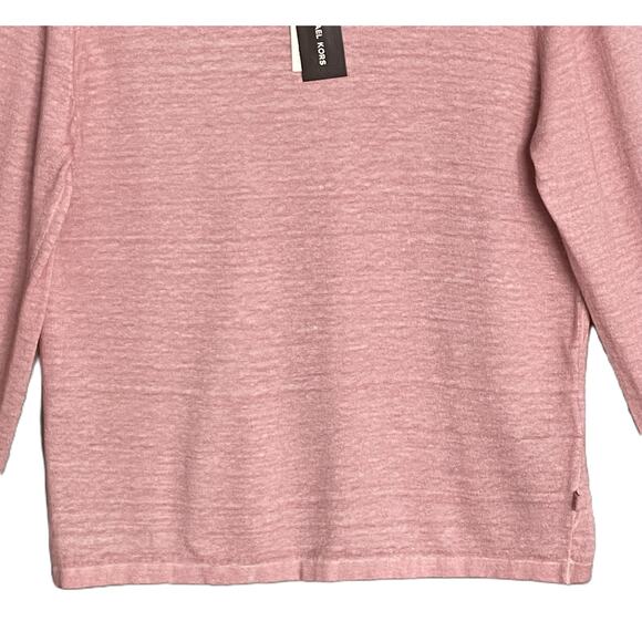 Michael Kors T-Shirt Men's Large Long Sleeve Crew Neck Linen Dusty Rose NEW - Picture 4 of 14